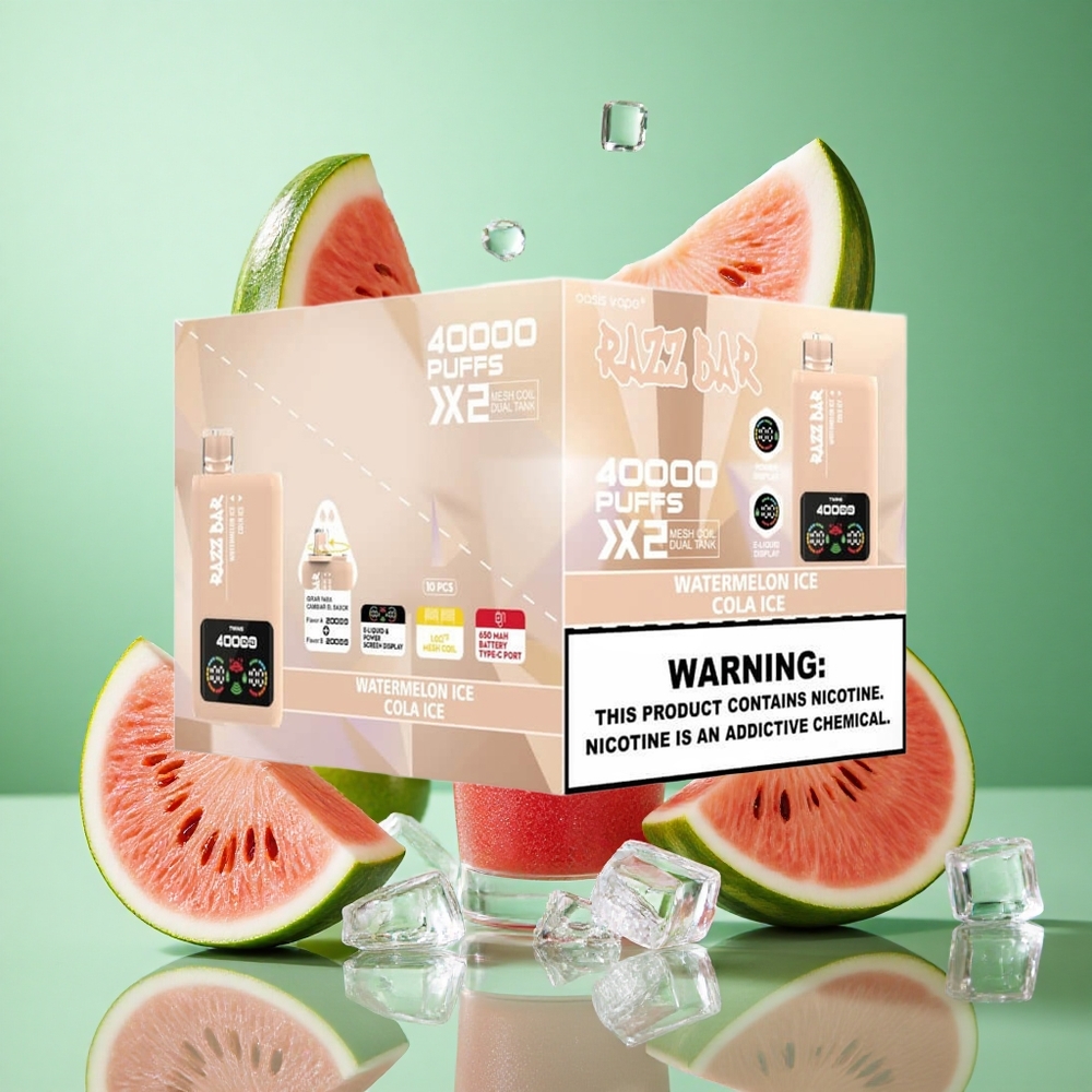 Razz Bar 40000 zaciągnięć Arbuz Lód_Lód Cola Poland vape Wyświetlacz Mocy