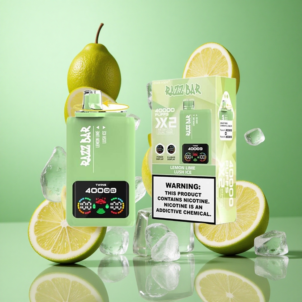 Razz Bar 40000 zaciągnięć Lemon Lime_Lodowy Lód Poland vape Wyświetlacz Mocy