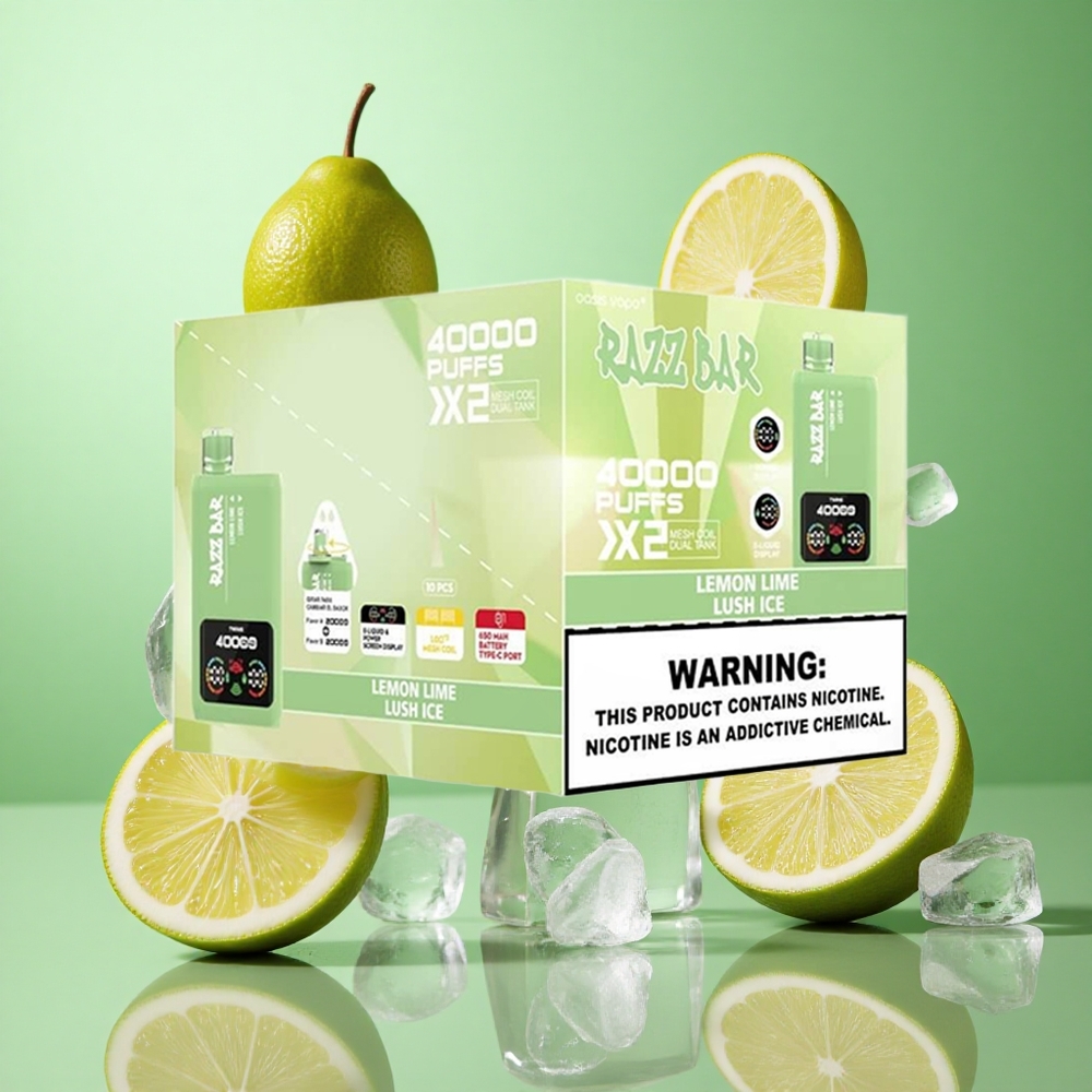Razz Bar 40000 zaciągnięć Lemon Lime_Lodowy Lód Poland vape Wyświetlacz Mocy