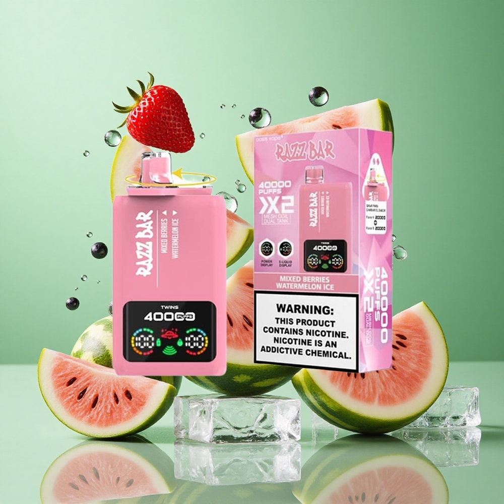 Razz Bar 40000 zaciągnięć Malinowy_Lodowy Arbuz Poland vape Wyświetlacz Mocy