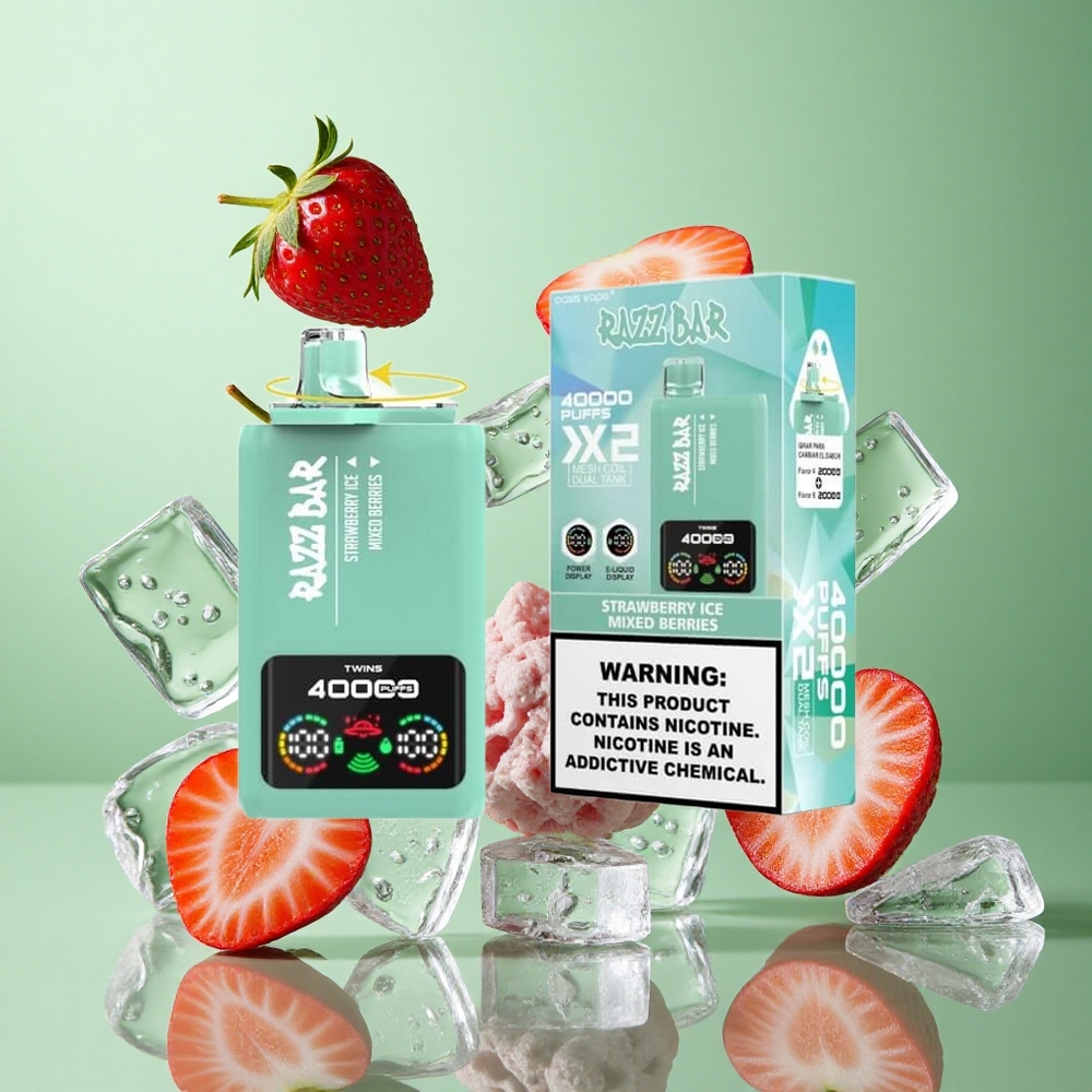 Razz Bar 40000 zaciągnięć Truskawkowy Lód_Mieszane Jagody Poland vape Wyświetlacz Mocy