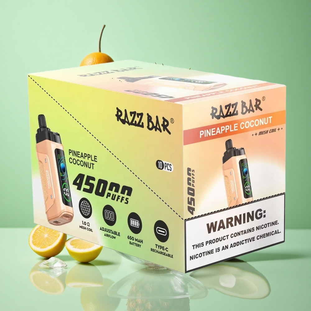 Razz Bar 45000 zaciągnięć Ananas Kokos Poland vape 650 mAh Typ-C