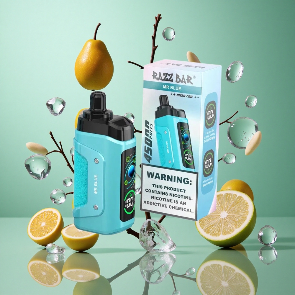 Razz Bar 45000 zaciągnięć Jednorazowy Vape Mr Niebieski Poland vape z 1.0 Ohm Mesh Coil i Typ-C Ładowanie