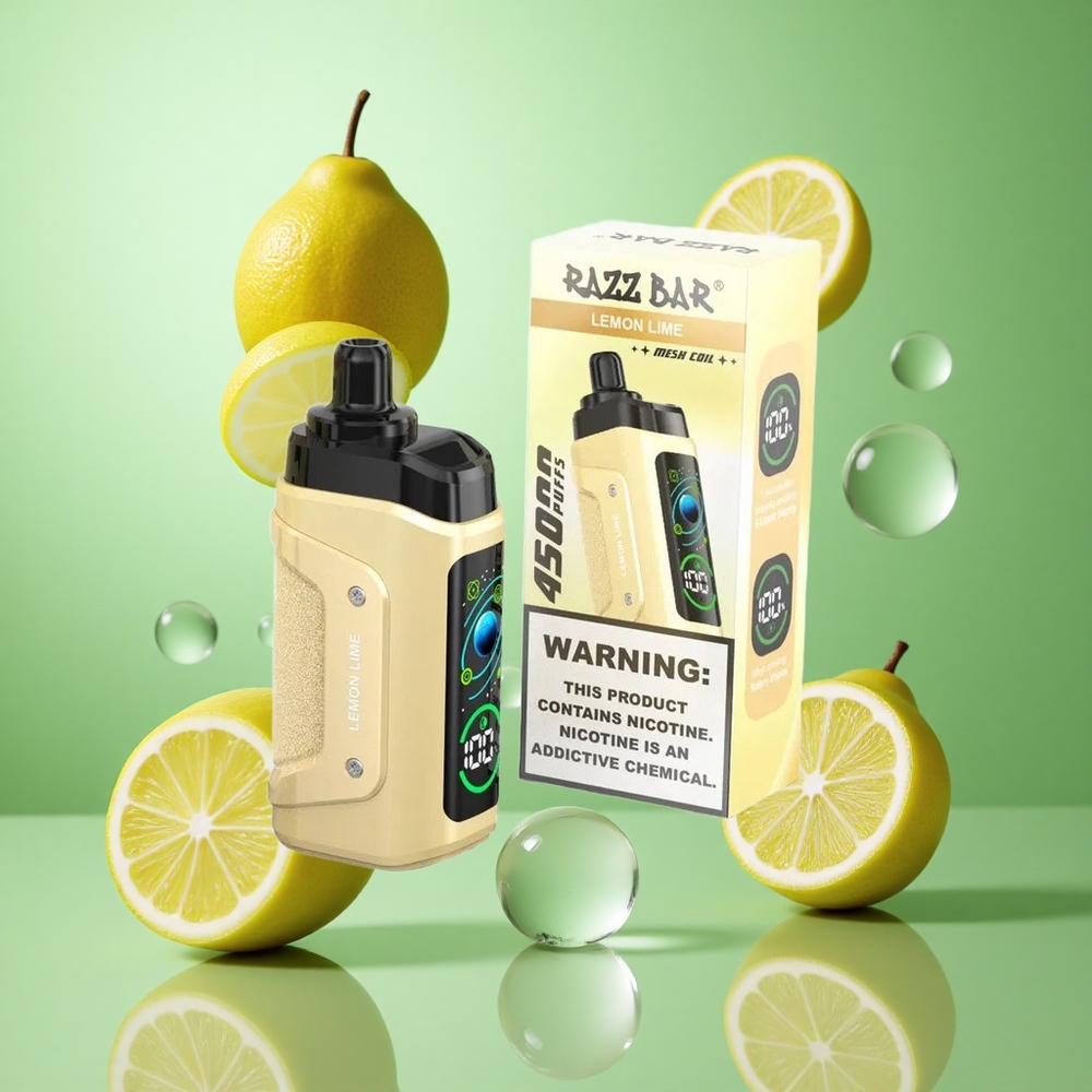 Razz Bar 45000 zaciągnięć Lemon Lime Poland vape z regulacją przepływu powietrza i ładowaniem Type-C