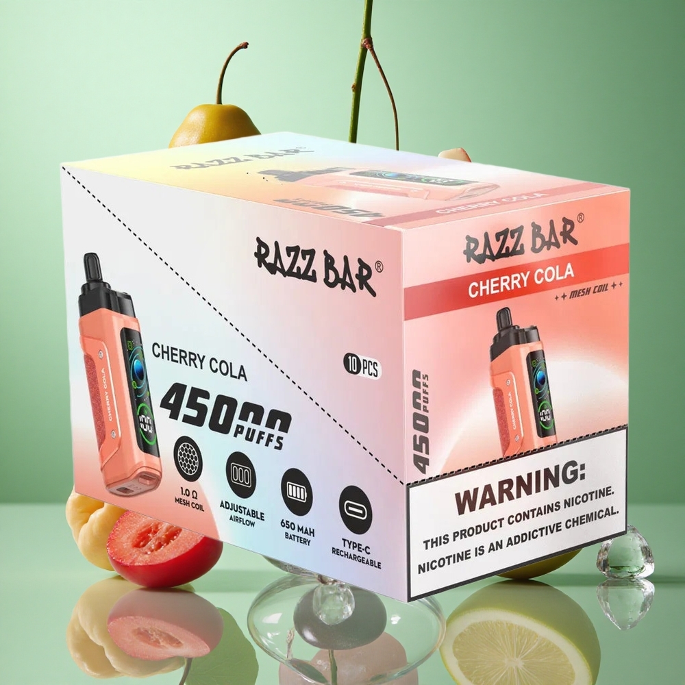Razz Bar 45000 zaciągnięć Wiśnia Cola Poland vape z regulacją przepływu powietrza i ładowaniem Type-C