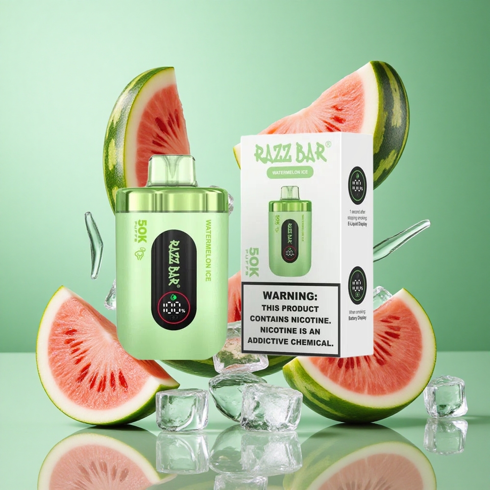 Razz Bar 50K zaciągnięć Arbuz Lód Poland vape Type-C Ładowany 2% Nikotyny
