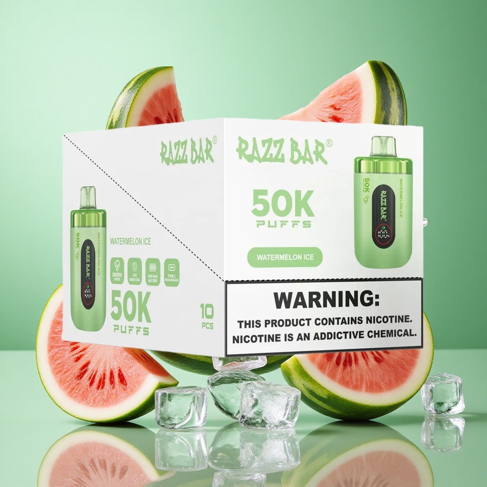 Razz Bar 50K zaciągnięć Arbuz Lód Poland vape Type-C Ładowany 2% Nikotyny