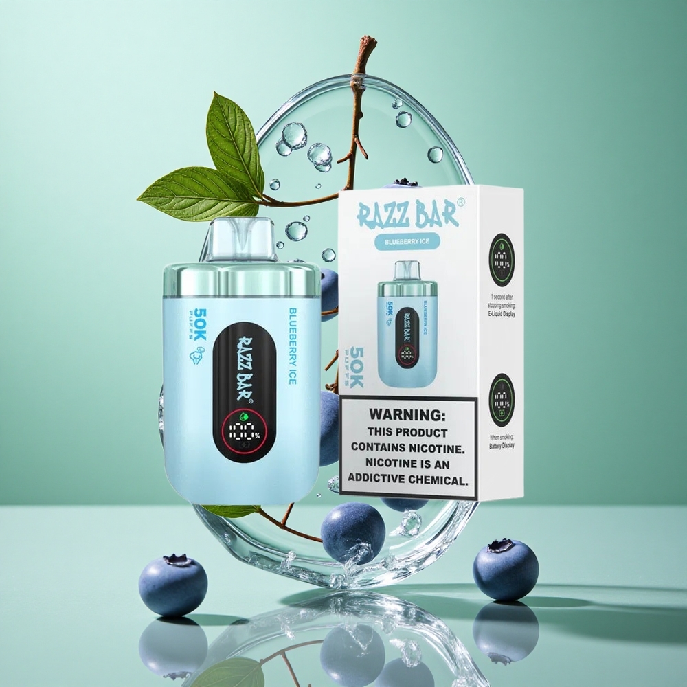 Razz Bar 50K zaciągnięć Borówka Lód Disposable Poland vape Typ-C Ładowanie 650 mAh