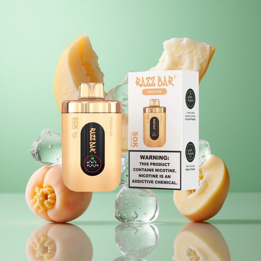Razz Bar 50K zaciągnięć Brzoskwiniowy Lód Poland vape Typ-C Ładowany 650 mAh