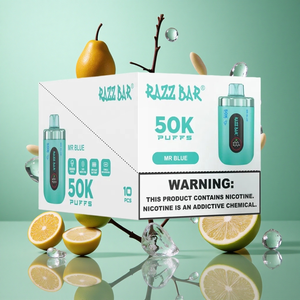 Razz Bar 50K zaciągnięć Disposable Mr Niebieski Poland vape Typ-C Ładowany 650 mAh
