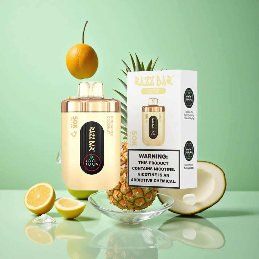 Razz Bar 50K zaciągnięć Jednorazowy Vape Ananas Kokos Poland vape Typ-C Ładowanie 2% Nikotyny