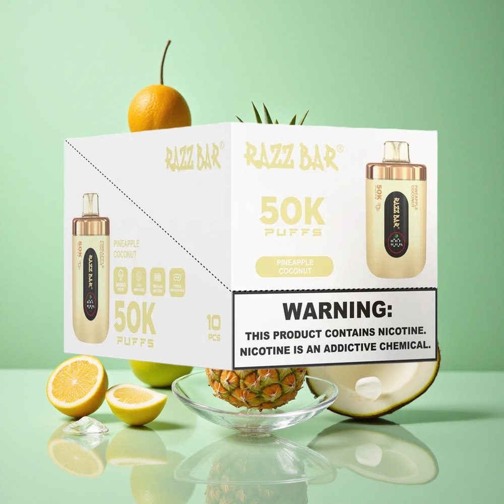 Razz Bar 50K zaciągnięć Jednorazowy Vape Ananas Kokos Poland vape Typ-C Ładowanie 2% Nikotyny