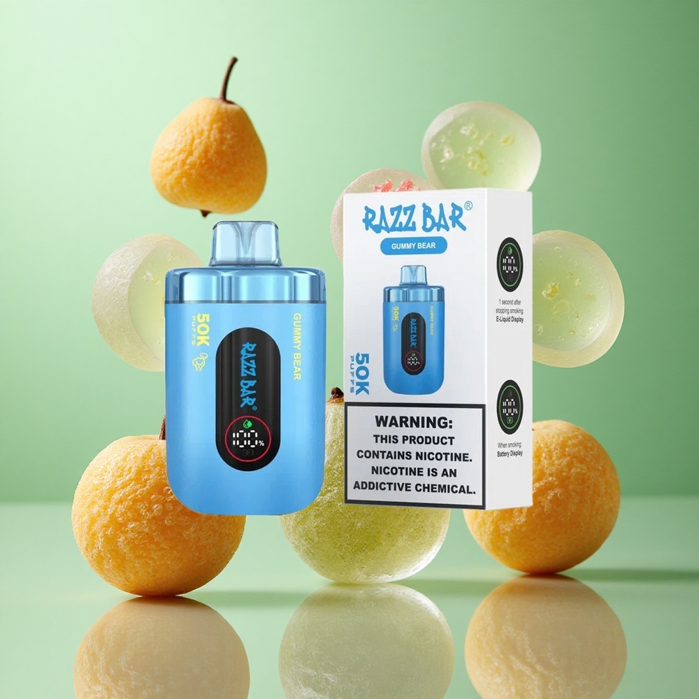 Razz Bar 50K zaciągnięć Jednorazowy Vape Gummy Bear Miś Gumowy Poland vape Typ-C Ładowalny 2% Nikotyna