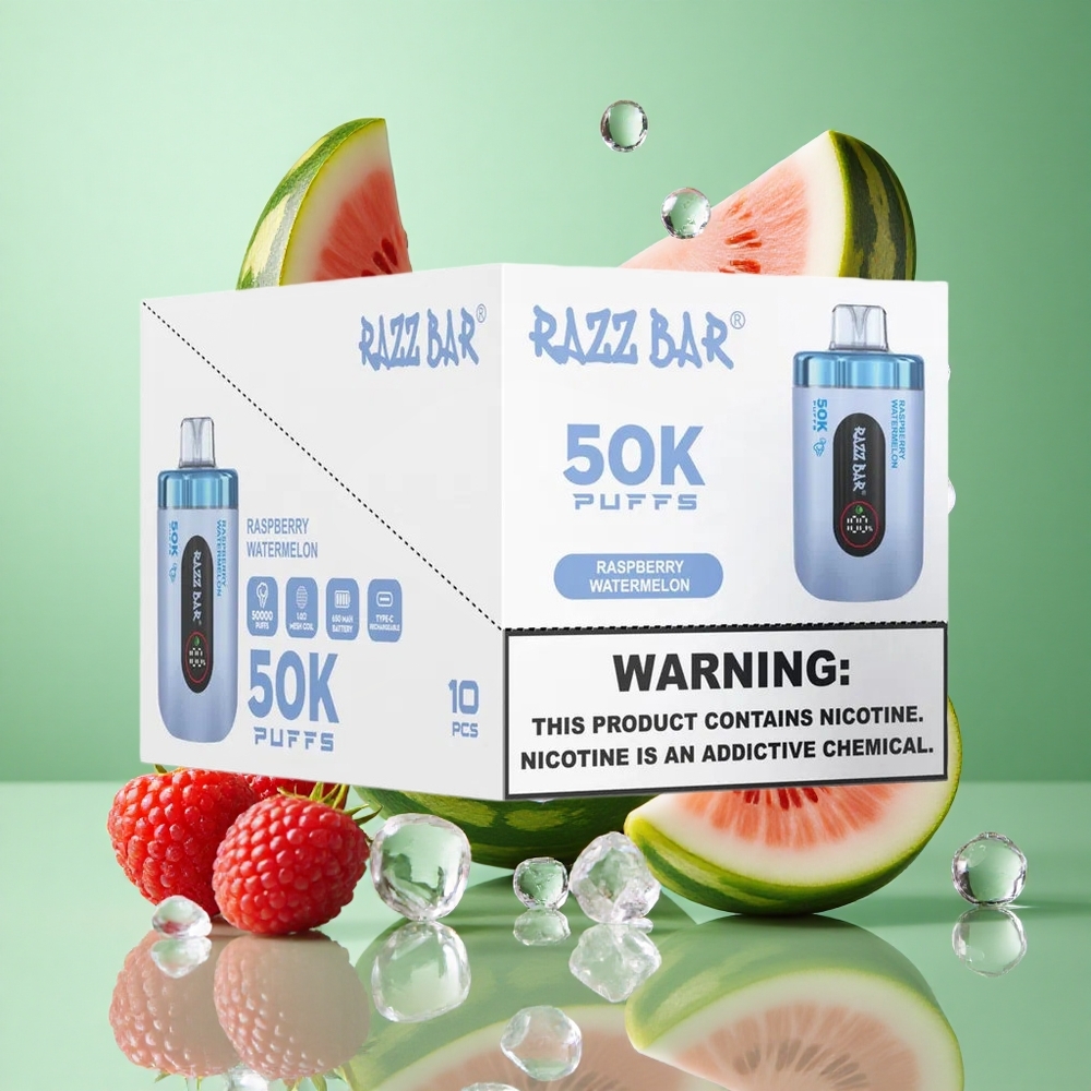 Razz Bar 50K zaciągnięć Jednorazowy Vape Malina Arbuz Poland vape Typ-C Ładowany 2% Nikotyna