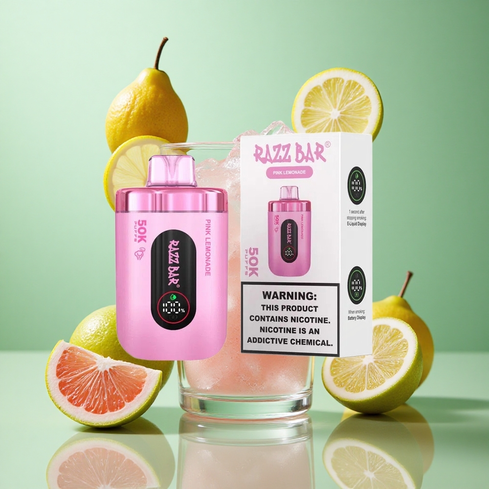 Razz Bar 50K zaciągnięć Lemonkowo Różowe Poland vape Typ-C Ładowanie 2% Nikotyny
