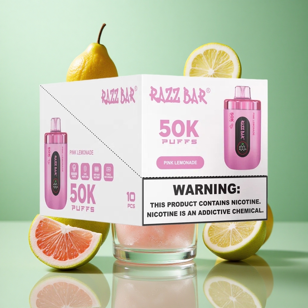 Razz Bar 50K zaciągnięć Lemonkowo Różowe Poland vape Typ-C Ładowanie 2% Nikotyny