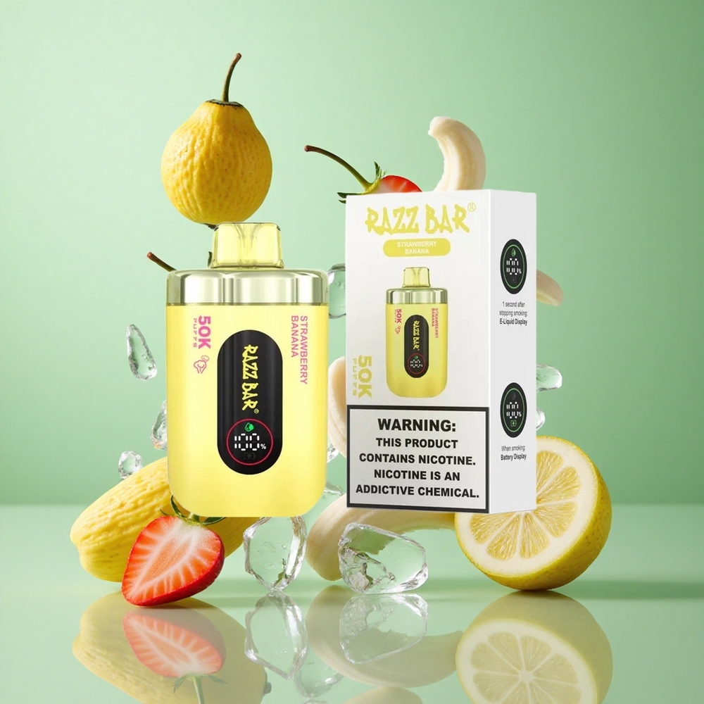 Razz Bar 50K zaciągnięć Truskawka Banan Poland vape Ładowanie Type-C 2% Nikotyna