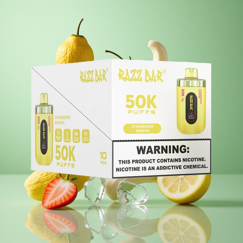 Razz Bar 50K zaciągnięć Truskawka Banan Poland vape Ładowanie Type-C 2% Nikotyna