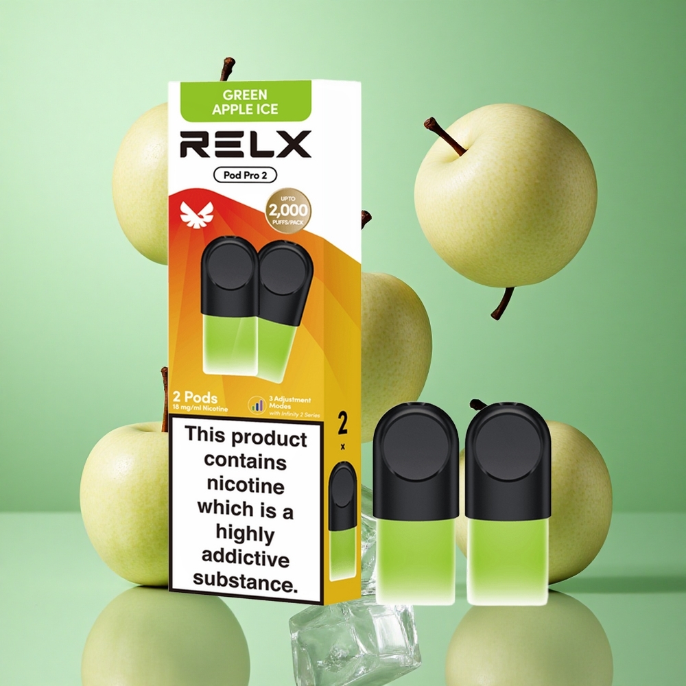 RELX Pod Pro 2 600 zaciągnięć Green Apple Ice Poland vape 1.8% nikotyny